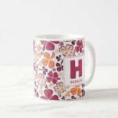 Red Clover Shamrock Monogrammed St. Patrick's Day Koffiemok (Voorkant rechts)