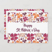 Red Clover Shamrock Pattern St. Patrick's Day Briefkaart (Voorkant / Achterkant)