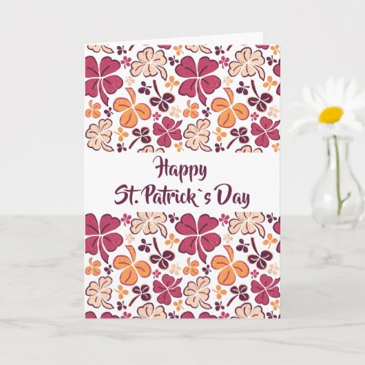 Red Clover Shamrock Pattern St. Patrick's Day Kaart (Kleine Plant)