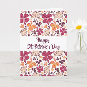 Red Clover Shamrock Pattern St. Patrick's Day Kaart