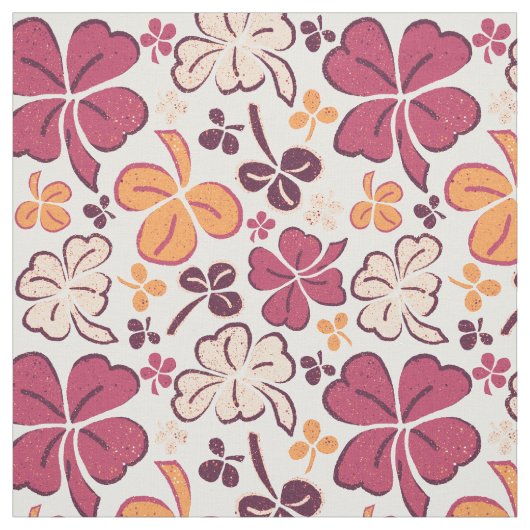 Red Clover Shamrock Pattern St. Patrick's Day Stof (Swatch)
