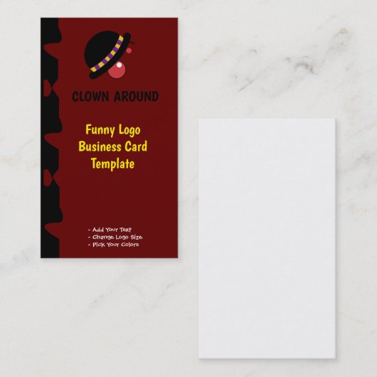 Red Clown Comedy Funny Logos Visitekaartje (Voorkant / Achterkant)