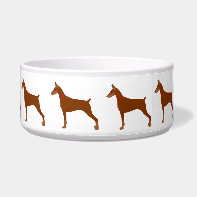 Red Coated Doberman Bowl Voerbakje (Voorkant)