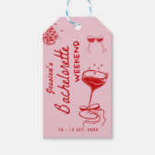 Red Cocktails Disco Bachelorette Party Weekend Cadeaulabel (Voorkant)