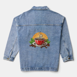 Red coffee cup denim jacket