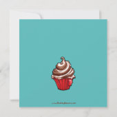 Red Coffee Cupcake blauwgroen uitnodiging (Achterkant)