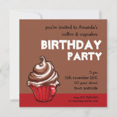 Red Coffee koffie Birthday Uitnodiging (Voorkant)