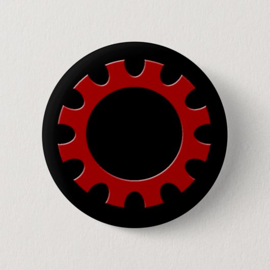 Red Cog Button! Ronde Button 5,7 Cm (Voorkant)