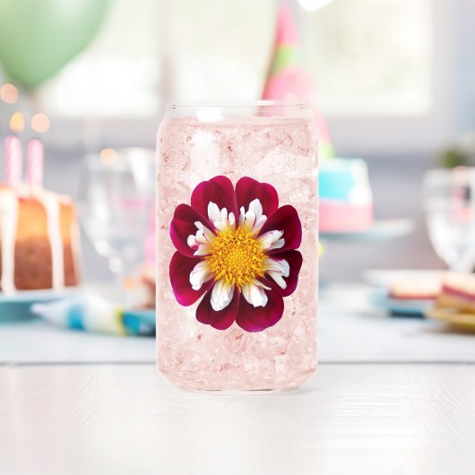 Red Collarette Dahlia Bloom Blikvorm Glas (Insitu (Verjaardag))