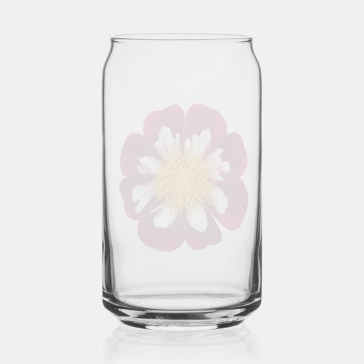 Red Collarette Dahlia Bloom Blikvorm Glas (Achterkant)