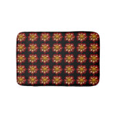 Red Collarette Dahlia Floral Pattern on Black Badmat (Voorkant)