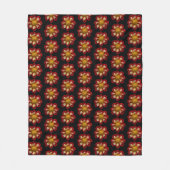 Red Collarette Dahlia Floral Pattern on Black Fleece Deken (Voorkant)