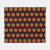 Red Collarette Dahlia Floral Pattern on Black Fleece Deken (Voorkant (Horizontaal))