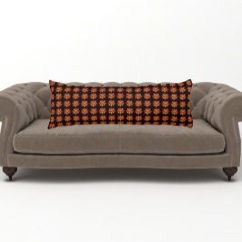 Red Collarette Dahlia Floral Pattern on Black Lichaamskussen