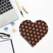 Red Collarette Dahlia Floral Pattern on Black Notitieboek