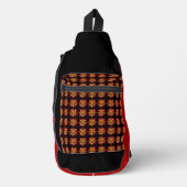 Red Collarette Dahlia Floral Pattern on Black Sling Bag (Voorkant)