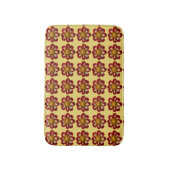 Red Collarette Dahlia Floral Pattern on Yellow Badmat (Voorkant Verticaal)