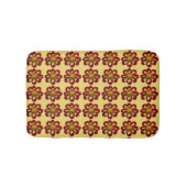 Red Collarette Dahlia Floral Pattern on Yellow Badmat (Voorkant)