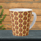 Red Collarette Dahlia Floral Pattern on Yellow Latte Mok