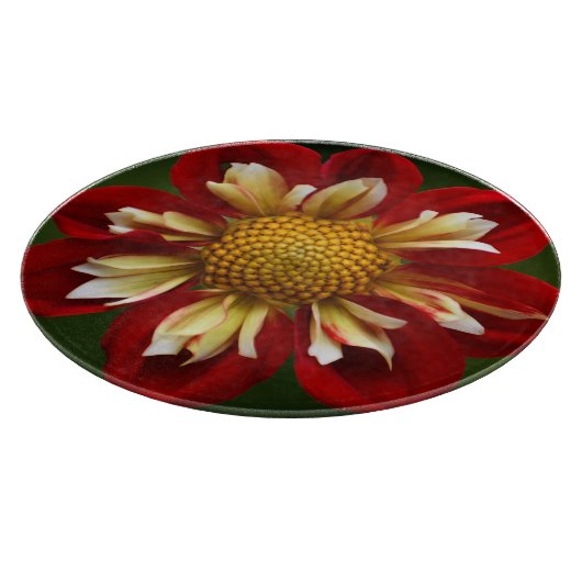 Red Collarette Dahlia Floral Snijplank (Hoek)