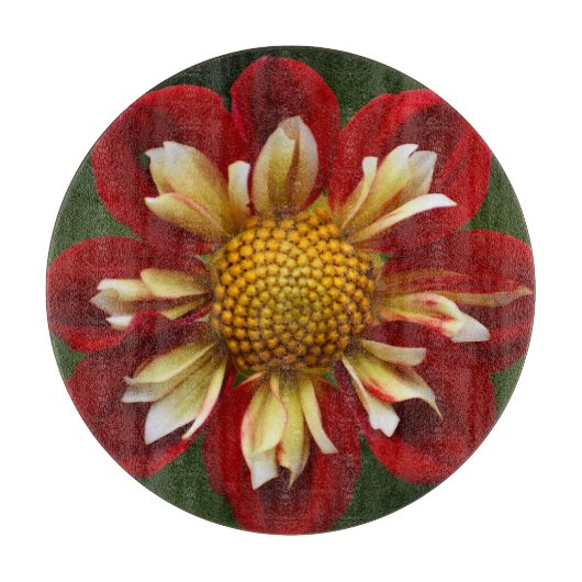 Red Collarette Dahlia Floral Snijplank (Voorkant)