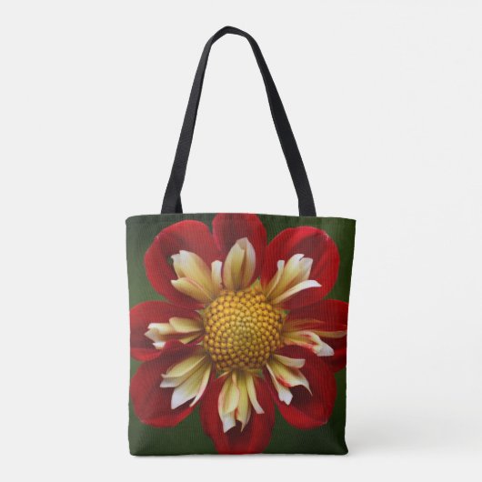 Red Collarette Dahlia Floral Tote Bag (Achterkant)