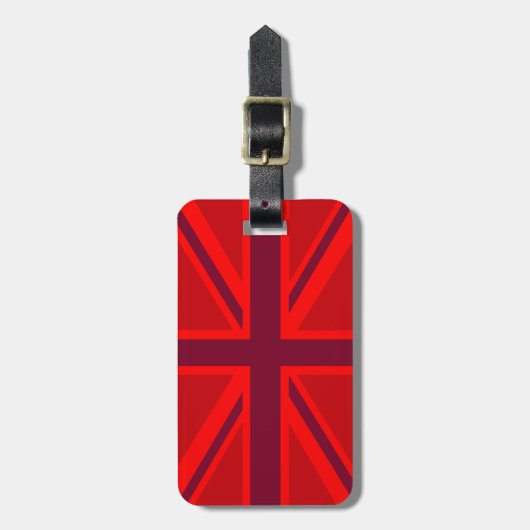 Red Color Background Britse Union Jack Bagagelabel (Voorkant verticaal)