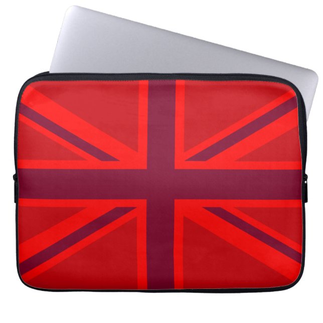 Red Color Background Britse Union Jack Laptop Sleeve (Voorkant)