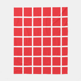 red colored square pattern with white borders fleece deken