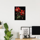 Red Columbine Flowers Art Print Poster (Thuiskantoor)