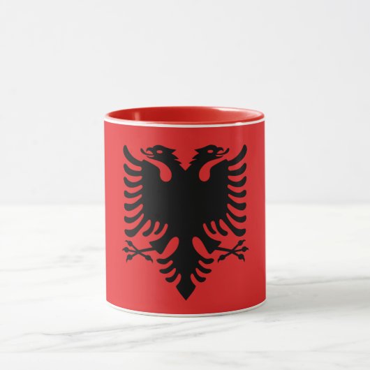 Red Combo Mug with flag of Albania Mok (Midden)