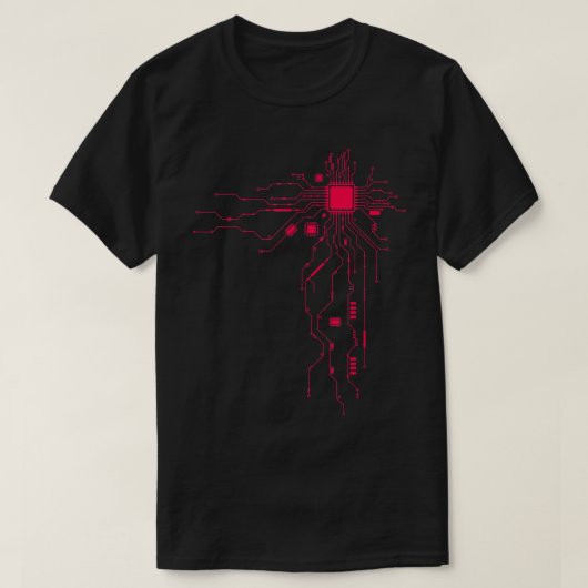 Red Computer CPU Core Heart Geek T-shirt (Design voorkant)
