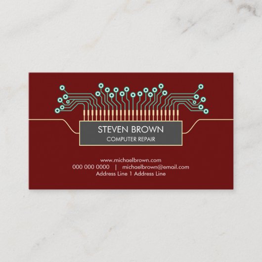 Red Computer Engineer Science Circuit Board Coderi Visitekaartje (Voorkant)