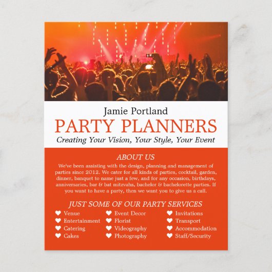 Red Concert Crowd, Party Event Planner Adverteren Flyer (Voorkant)