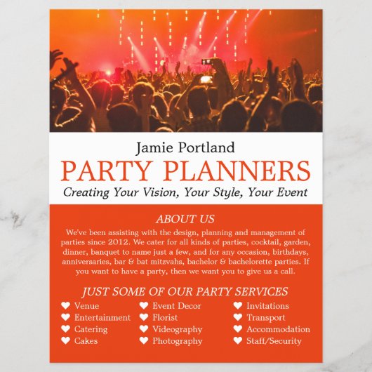 Red Concert Crowd, Party Event Planner Adverteren Flyer (Voorkant)