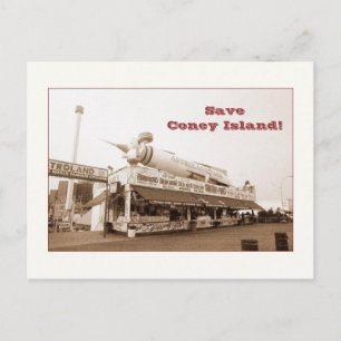 Red Coney Island! (sepia) Briefkaart
