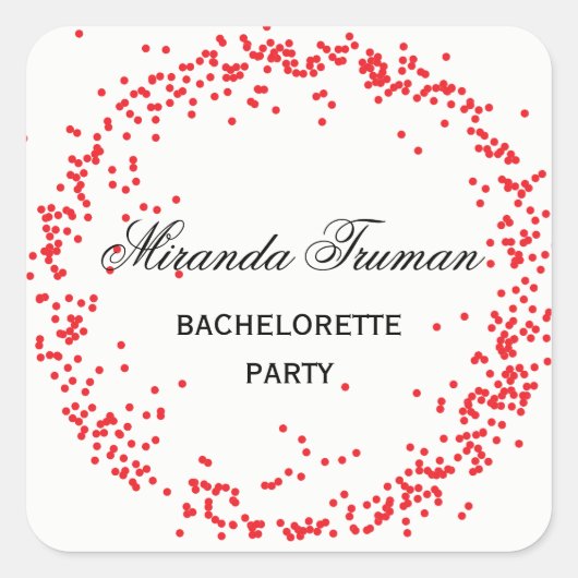 Red Confetti Bachelorette Party - Square Sticker (Voorkant)