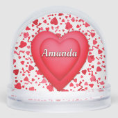 Red Confetti Hearts Personalized Sneeuwbol (Voorkant)