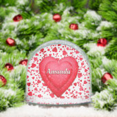 Red Confetti Hearts Personalized Sneeuwbol (Kerstmis)