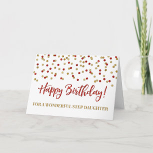 Red Confetti Step Dochter Birthday Kaart