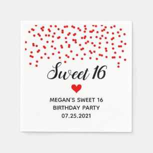 Red Confetti Sweet 16 Birthday Servet