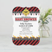 Red Construction Baby shower Invitation Kaart (Staand voorkant)