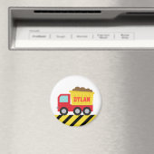 Red Construction Dump Truck Personalized Magnet (Insitu (Vaatwasser))