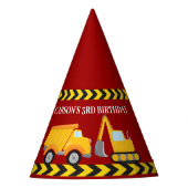 Red Construction Vehicle Custom Boys Verjaardag Feesthoedjes (Voorkant)