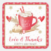 Red Cookies & Cocoa Baby Shower Vierkante Sticker (Voorkant)
