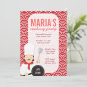 Red Cooking Chef Kitchen Party nodigt uit Kaart (Staand voorkant)