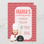 Red Cooking Chef Kitchen Party nodigt uit Kaart (Voorkant / Achterkant)