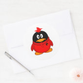 Red Cool Penguin Ronde Sticker (Envelop)