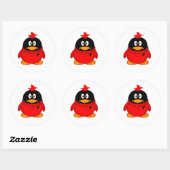 Red Cool Penguin Ronde Sticker (Vel)