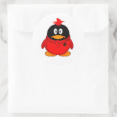 Red Cool Penguin Ronde Sticker (Tas)
